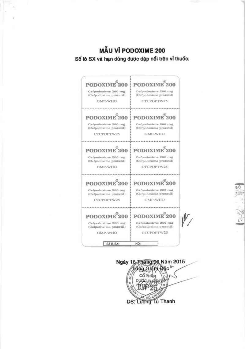 thông tin, cách dùng, giá thuốc Podoxime 200 - ảnh 1