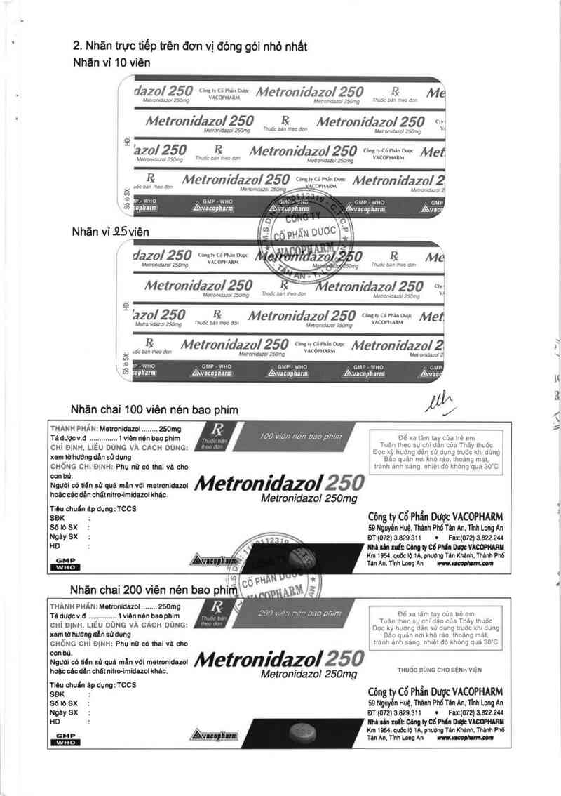 thông tin, cách dùng, giá thuốc Metronidazol 250 - ảnh 9