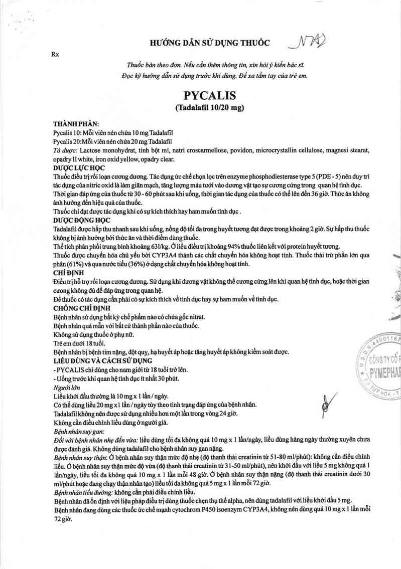 thông tin, cách dùng, giá thuốc Pycalis 10 - ảnh 3