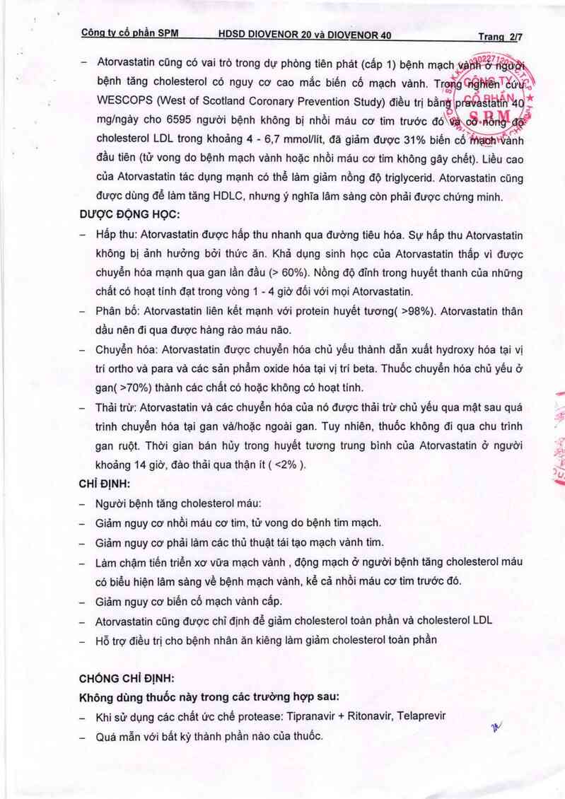 thông tin, cách dùng, giá thuốc Diovenor 20 - ảnh 2