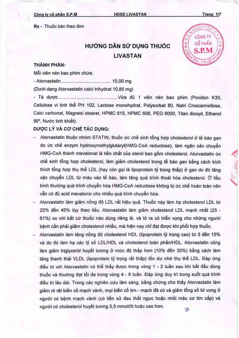 thông tin, cách dùng, giá thuốc Livastan - ảnh 1