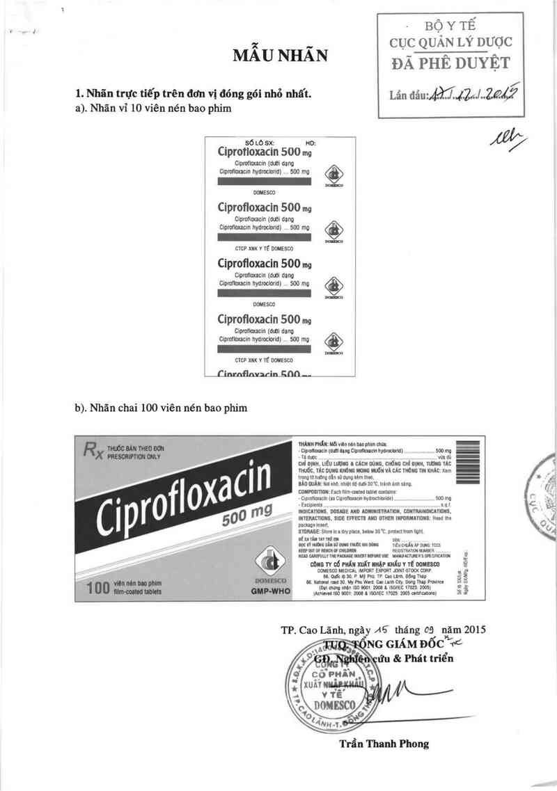 thông tin, cách dùng, giá thuốc Ciprofloxacin 500 mg - ảnh 0