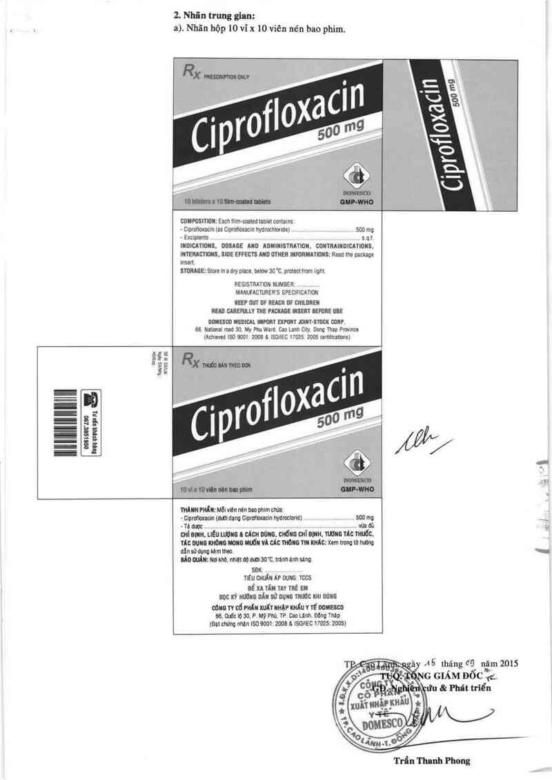 thông tin, cách dùng, giá thuốc Ciprofloxacin 500 mg - ảnh 1