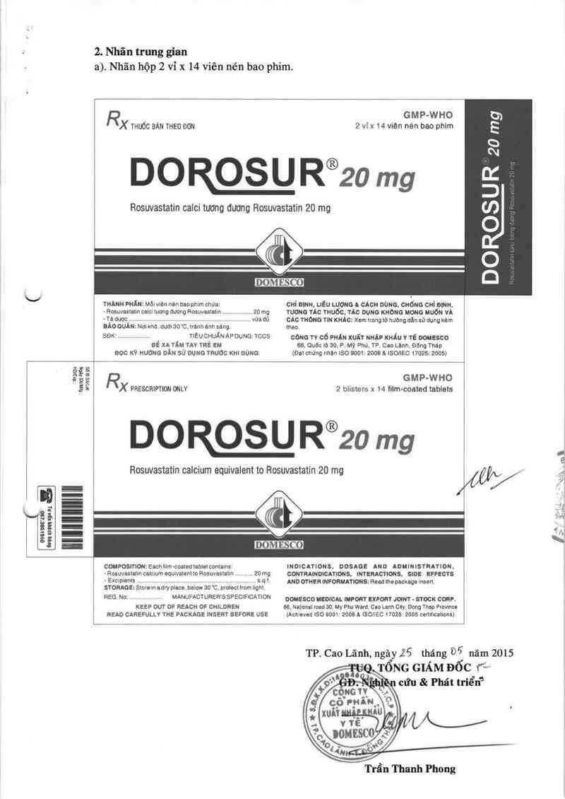 thông tin, cách dùng, giá thuốc Dorosur 20 mg - ảnh 1