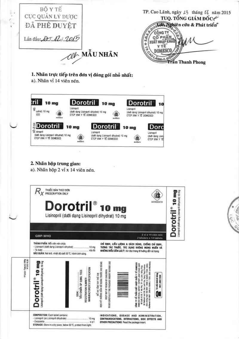 thông tin, cách dùng, giá thuốc Dorotril 10 mg - ảnh 0