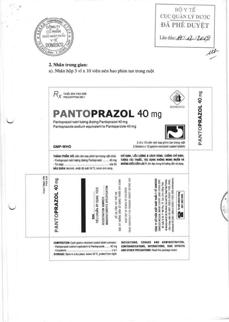 thông tin, cách dùng, giá thuốc Pantoprazol 40 mg - ảnh 0