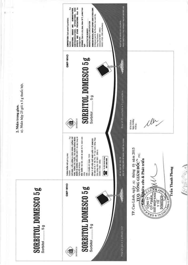 thông tin, cách dùng, giá thuốc Sorbitol Domesco 5 g - ảnh 1