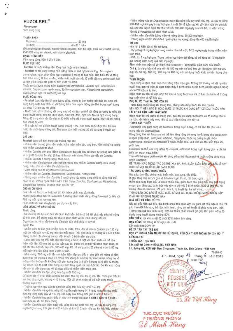 thông tin, cách dùng, giá thuốc Fuzolsel - ảnh 1