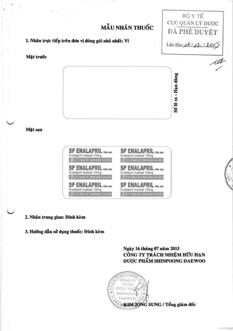 thông tin, cách dùng, giá thuốc SP Enalapril - ảnh 0