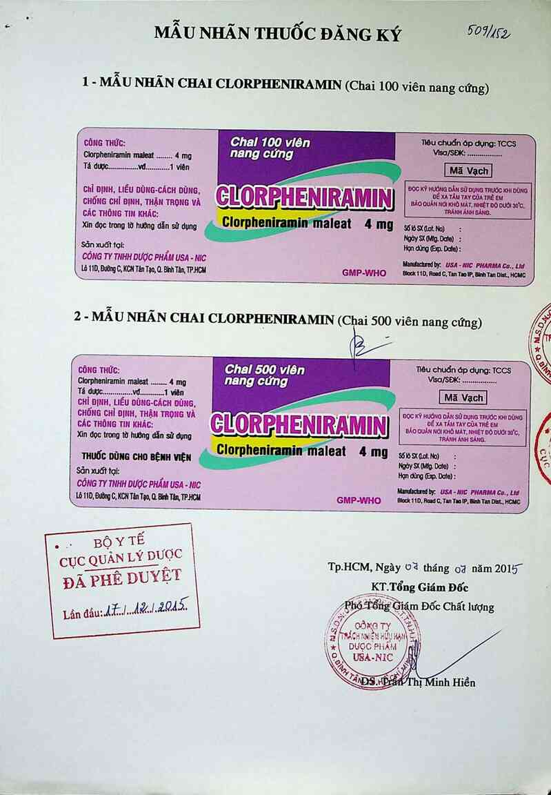 thông tin, cách dùng, giá thuốc Clorpheniramin - ảnh 0