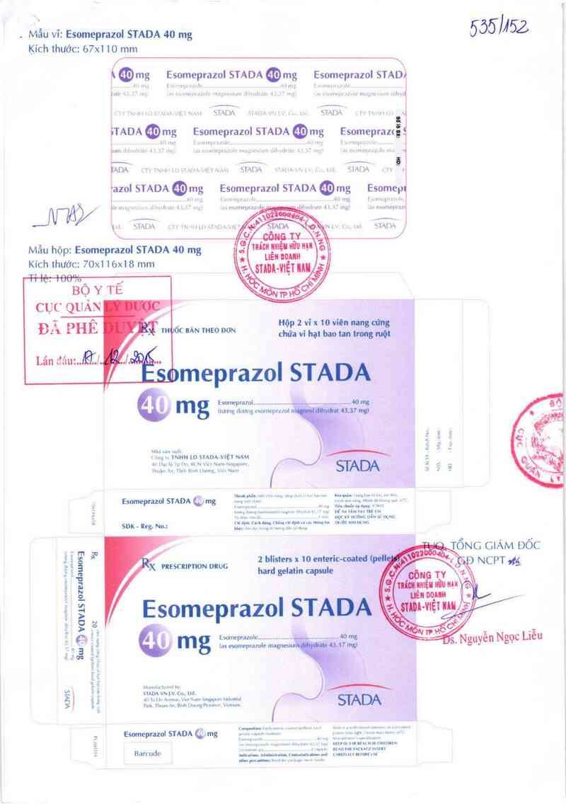 thông tin, cách dùng, giá thuốc Esomeprazol Stada 40 mg - ảnh 0