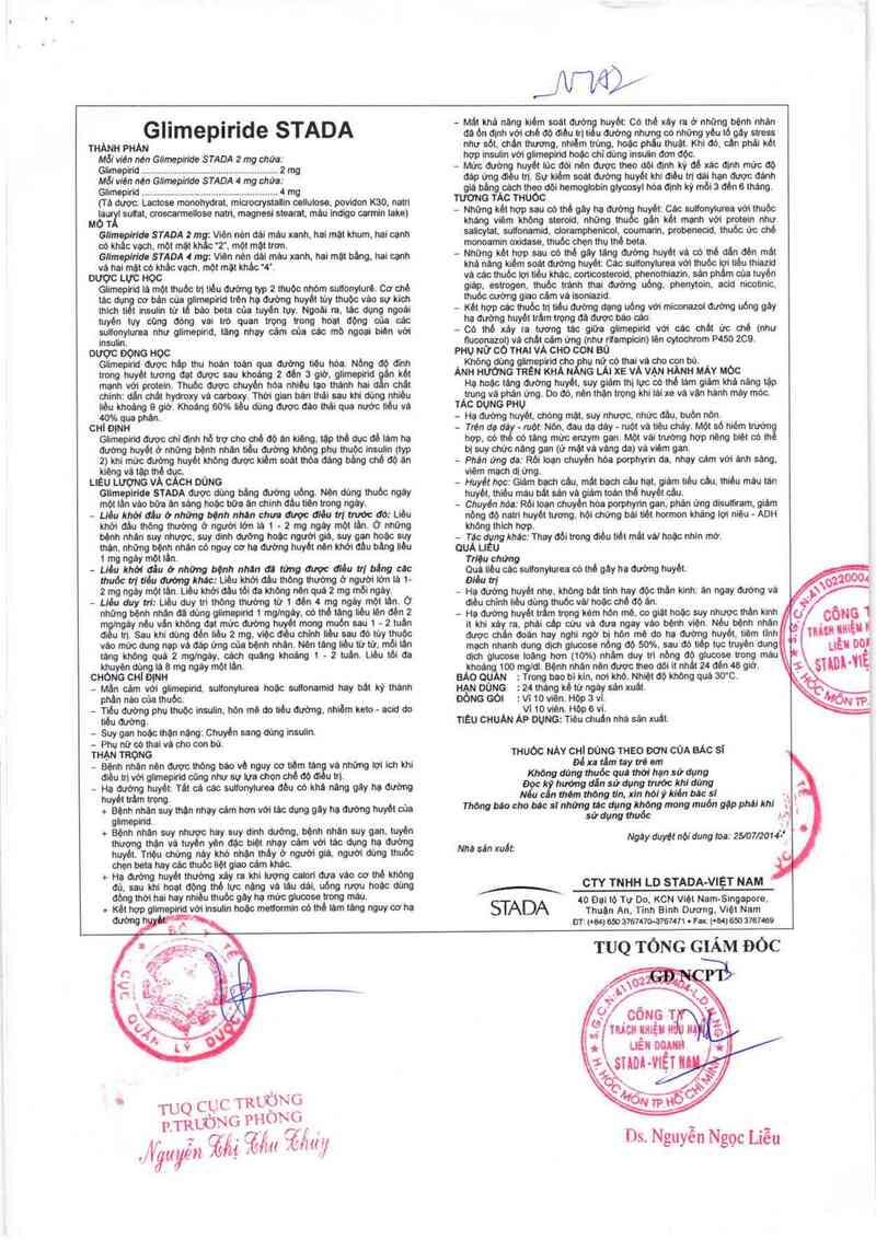 thông tin, cách dùng, giá thuốc Glimepiride Stada 4 mg - ảnh 2