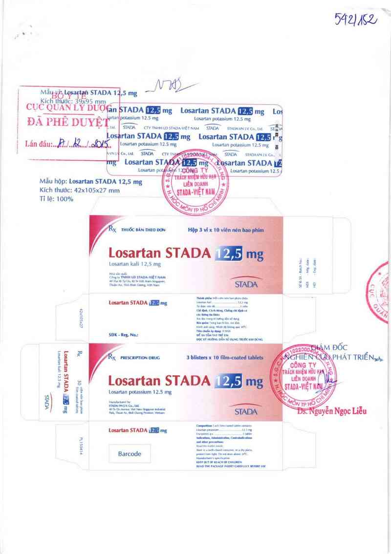 thông tin, cách dùng, giá thuốc Losartan Stada 12,5 mg - ảnh 0