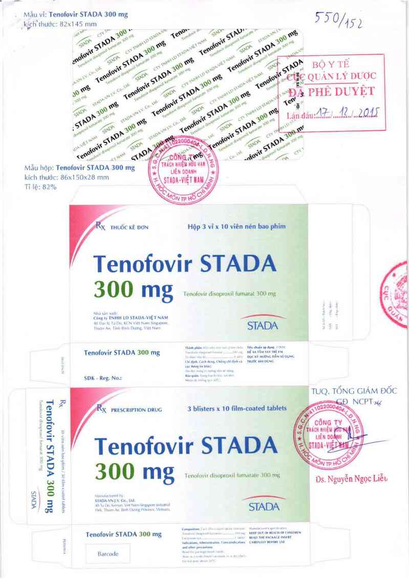 thông tin, cách dùng, giá thuốc Tenofovir Stada 300 mg - ảnh 0