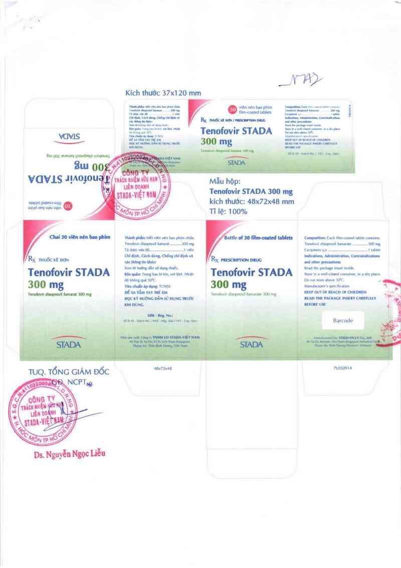 thông tin, cách dùng, giá thuốc Tenofovir Stada 300 mg - ảnh 1