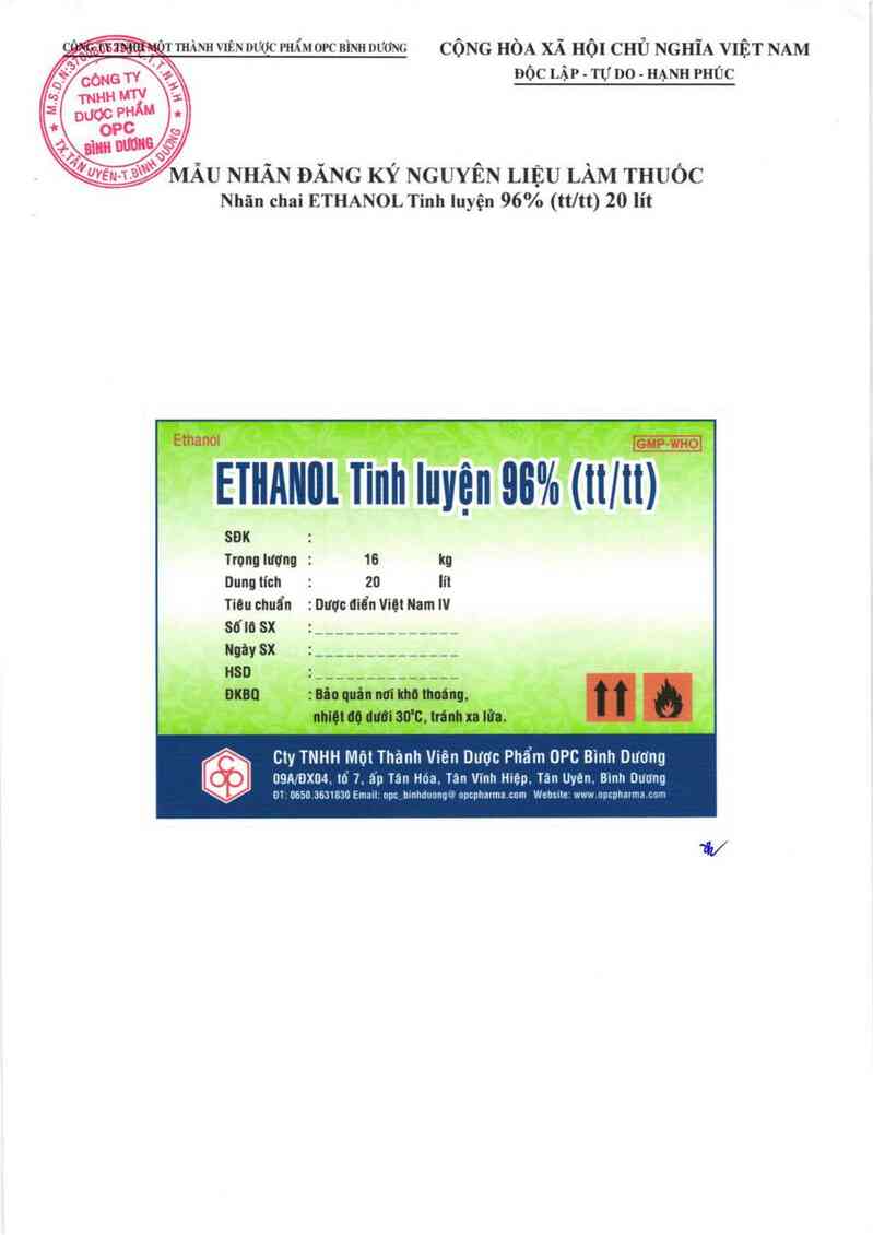 thông tin, cách dùng, giá thuốc Ethanol tinh luyện 96% (tt/tt) - ảnh 3