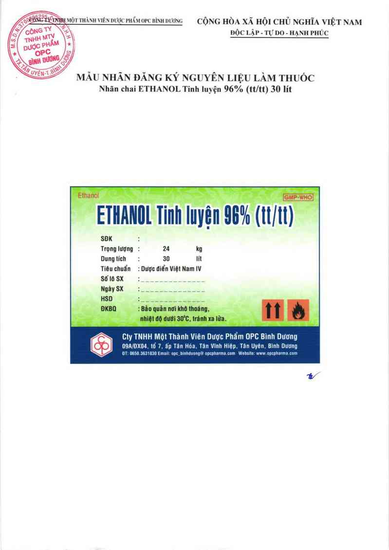 thông tin, cách dùng, giá thuốc Ethanol tinh luyện 96% (tt/tt) - ảnh 4