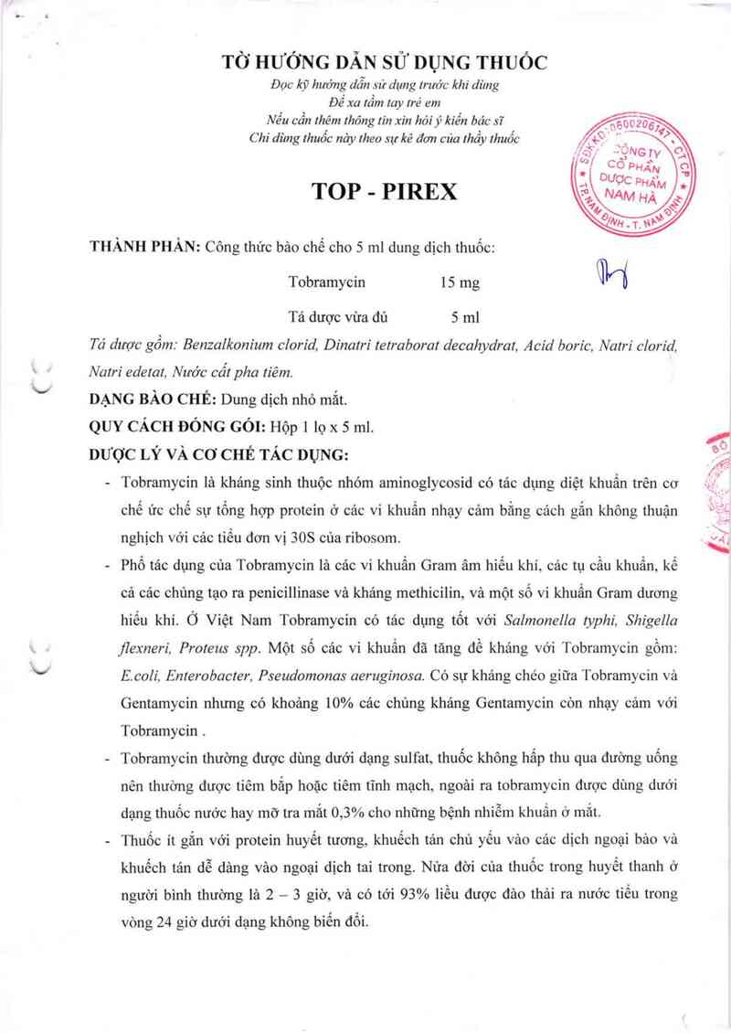 thông tin, cách dùng, giá thuốc Top-Pirex - ảnh 1