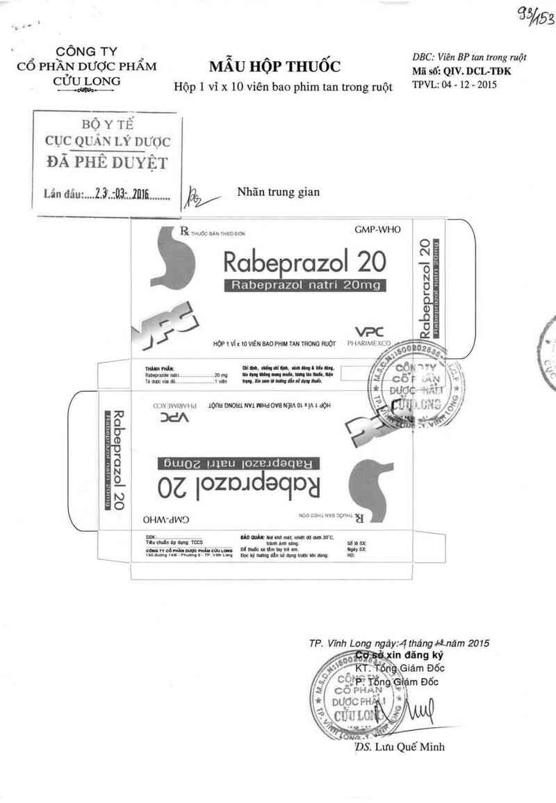 thông tin, cách dùng, giá thuốc Rabeprazol 20 - ảnh 0