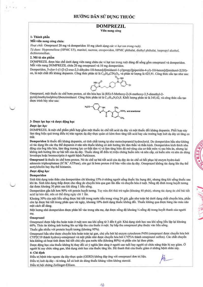 thông tin, cách dùng, giá thuốc Domprezil - ảnh 2
