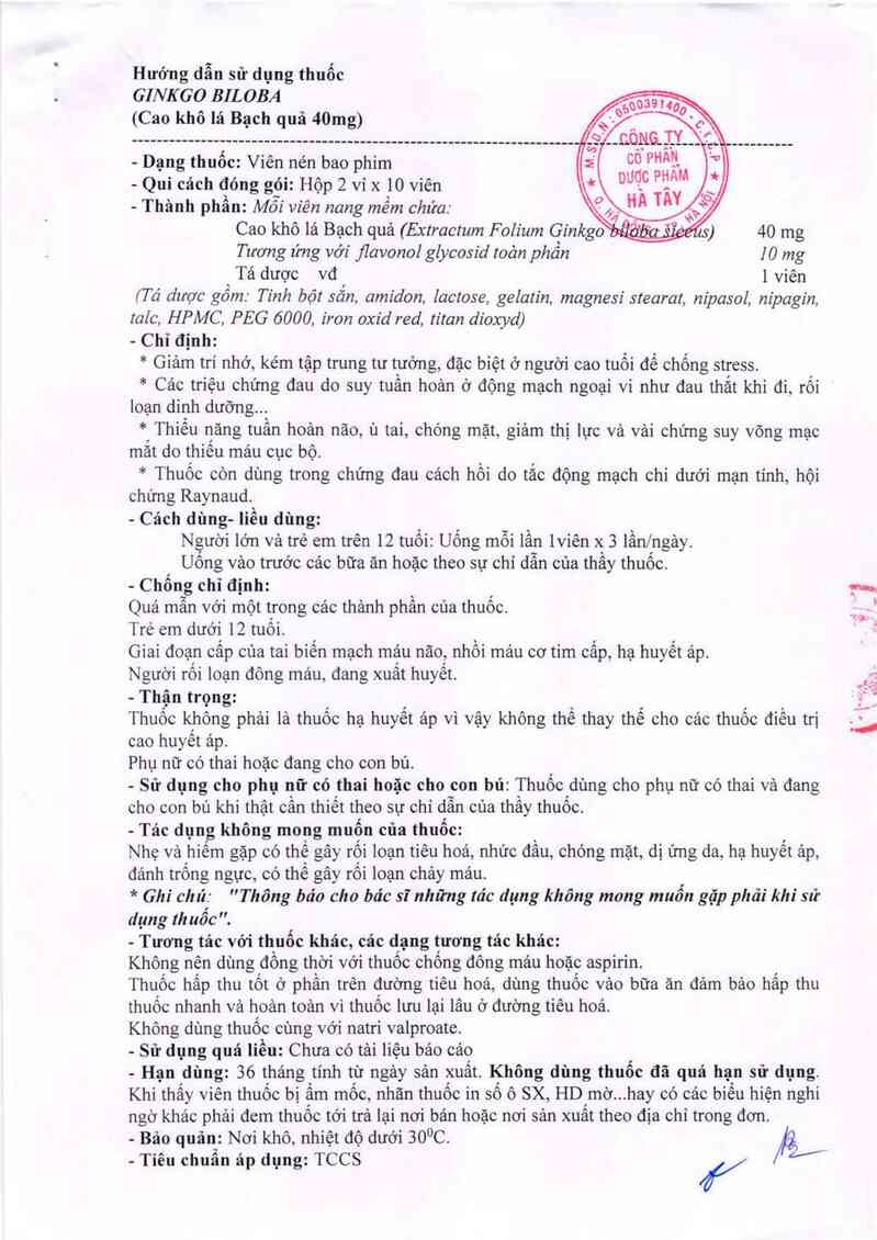 thông tin, cách dùng, giá thuốc Ginkgo Biloba - ảnh 1