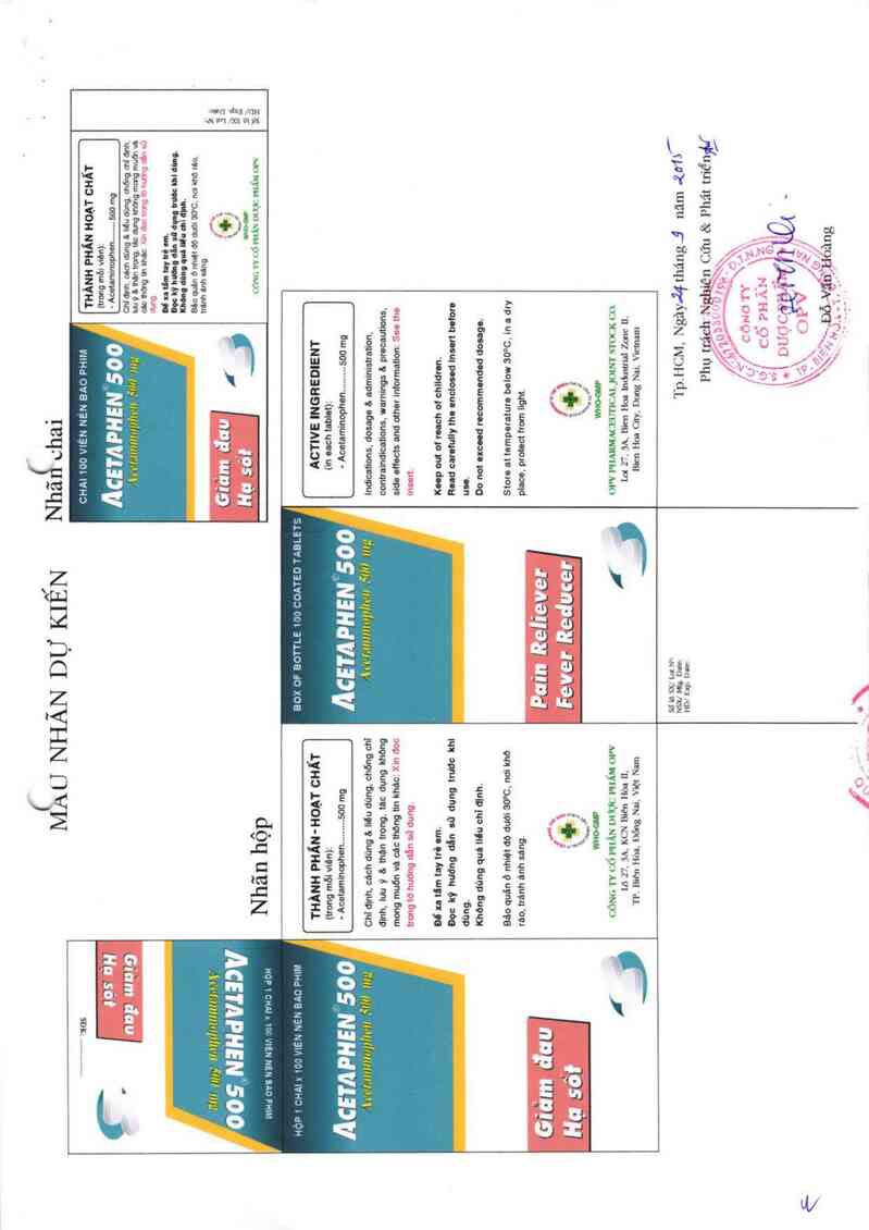 thông tin, cách dùng, giá thuốc Acetaphen 500 - ảnh 1