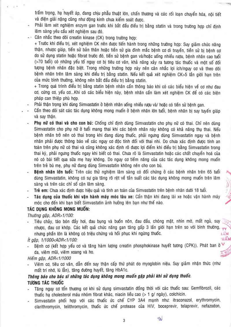 thông tin, cách dùng, giá thuốc Simvatin 10 - ảnh 5
