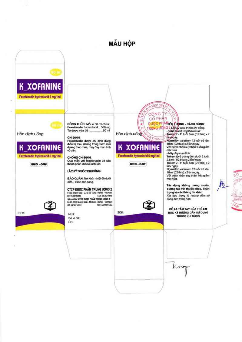 thông tin, cách dùng, giá thuốc K_Xofanine - ảnh 2