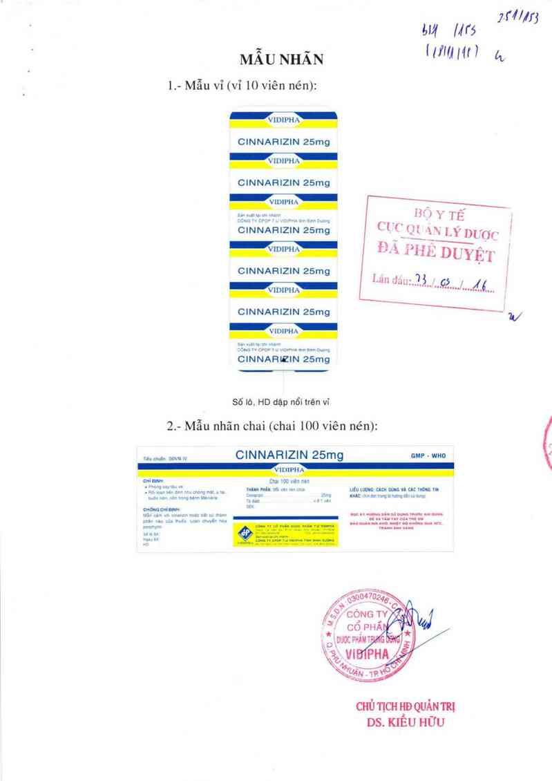 thông tin, cách dùng, giá thuốc Cinnarizin 25mg - ảnh 0