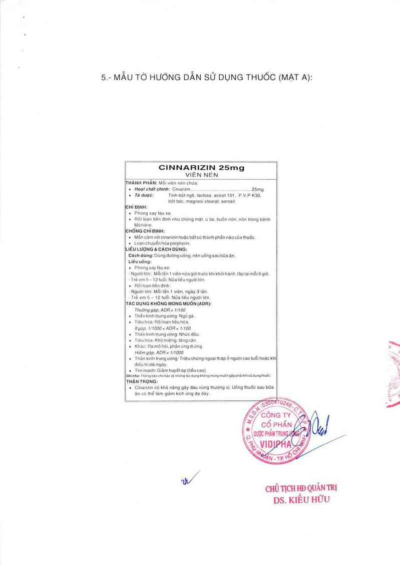 thông tin, cách dùng, giá thuốc Cinnarizin 25mg - ảnh 3