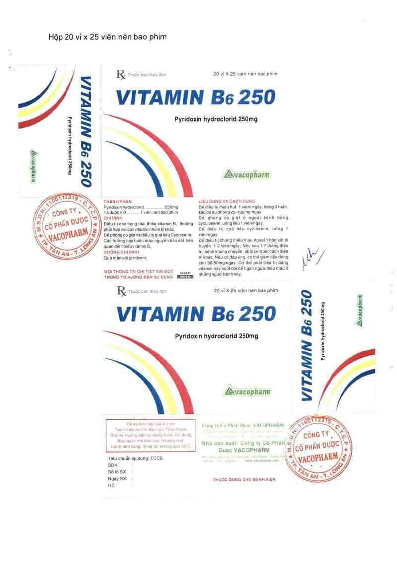 thông tin, cách dùng, giá thuốc Vitamin B6 250 - ảnh 6