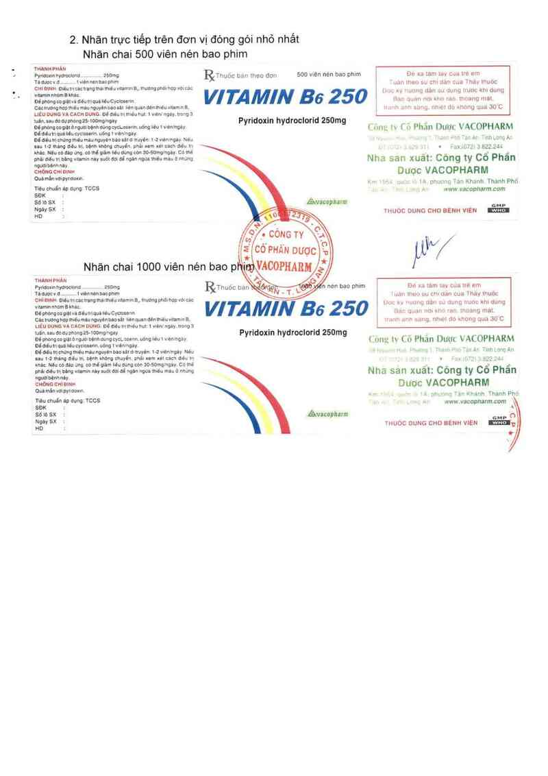 thông tin, cách dùng, giá thuốc Vitamin B6 250 - ảnh 9