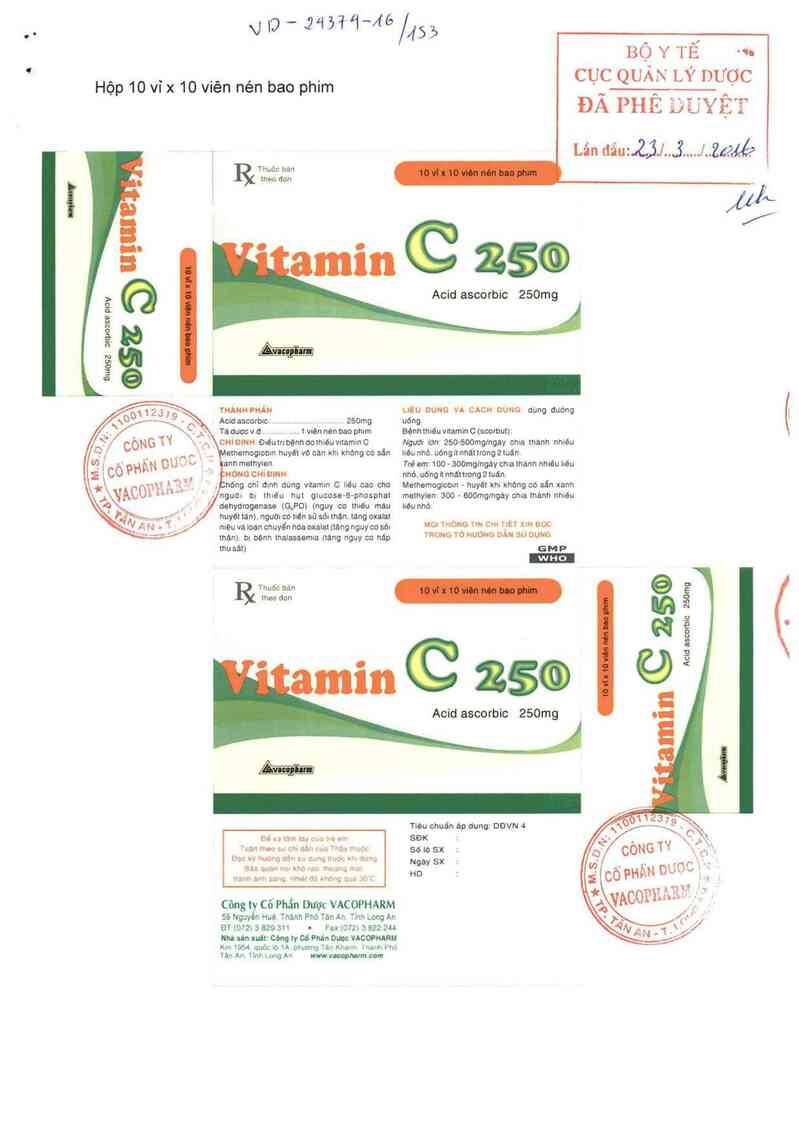 thông tin, cách dùng, giá thuốc Vitamin C 250 - ảnh 0