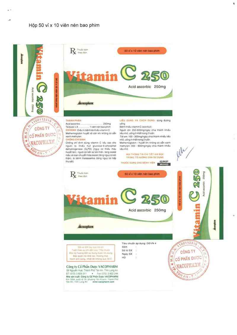 thông tin, cách dùng, giá thuốc Vitamin C 250 - ảnh 2