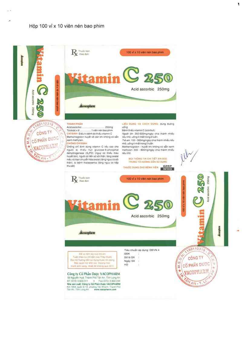 thông tin, cách dùng, giá thuốc Vitamin C 250 - ảnh 3