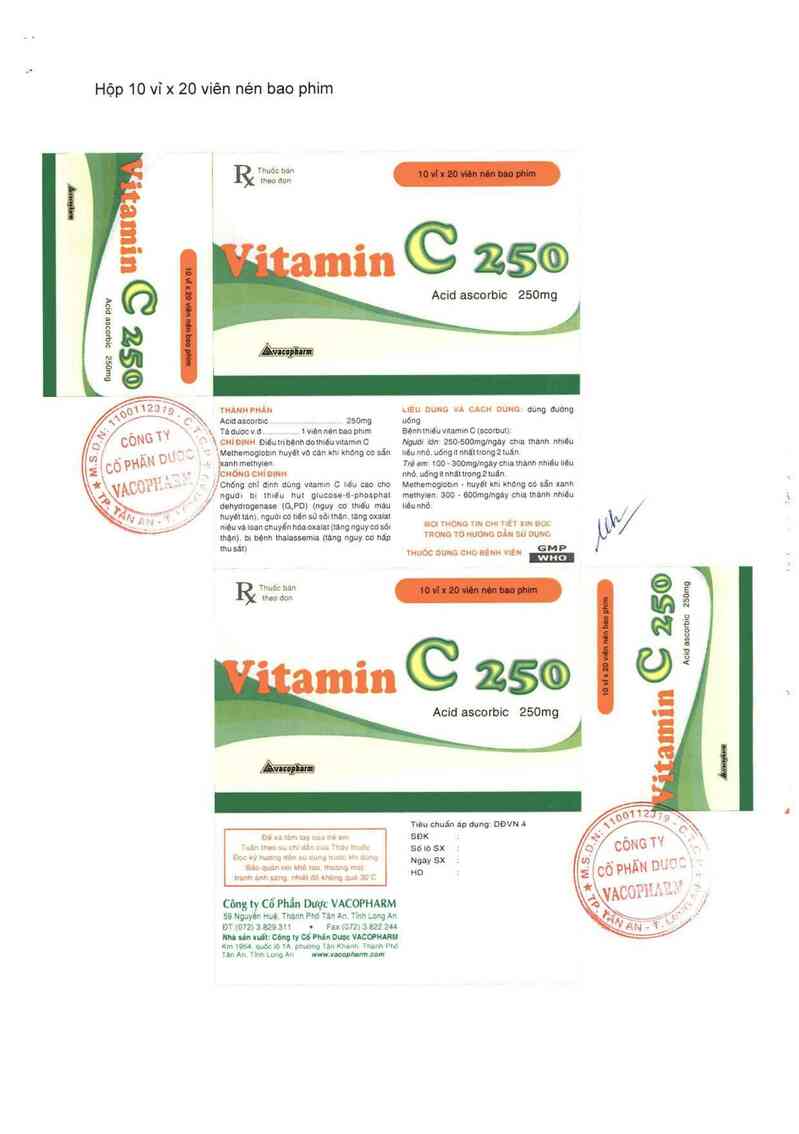 thông tin, cách dùng, giá thuốc Vitamin C 250 - ảnh 5