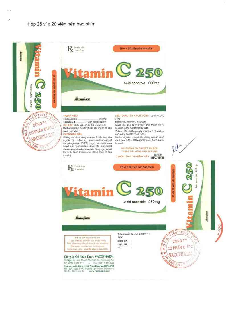 thông tin, cách dùng, giá thuốc Vitamin C 250 - ảnh 6