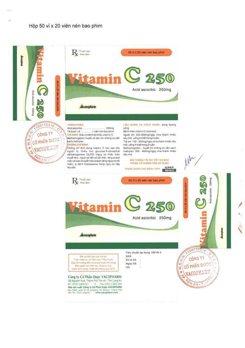 thông tin, cách dùng, giá thuốc Vitamin C 250 - ảnh 7