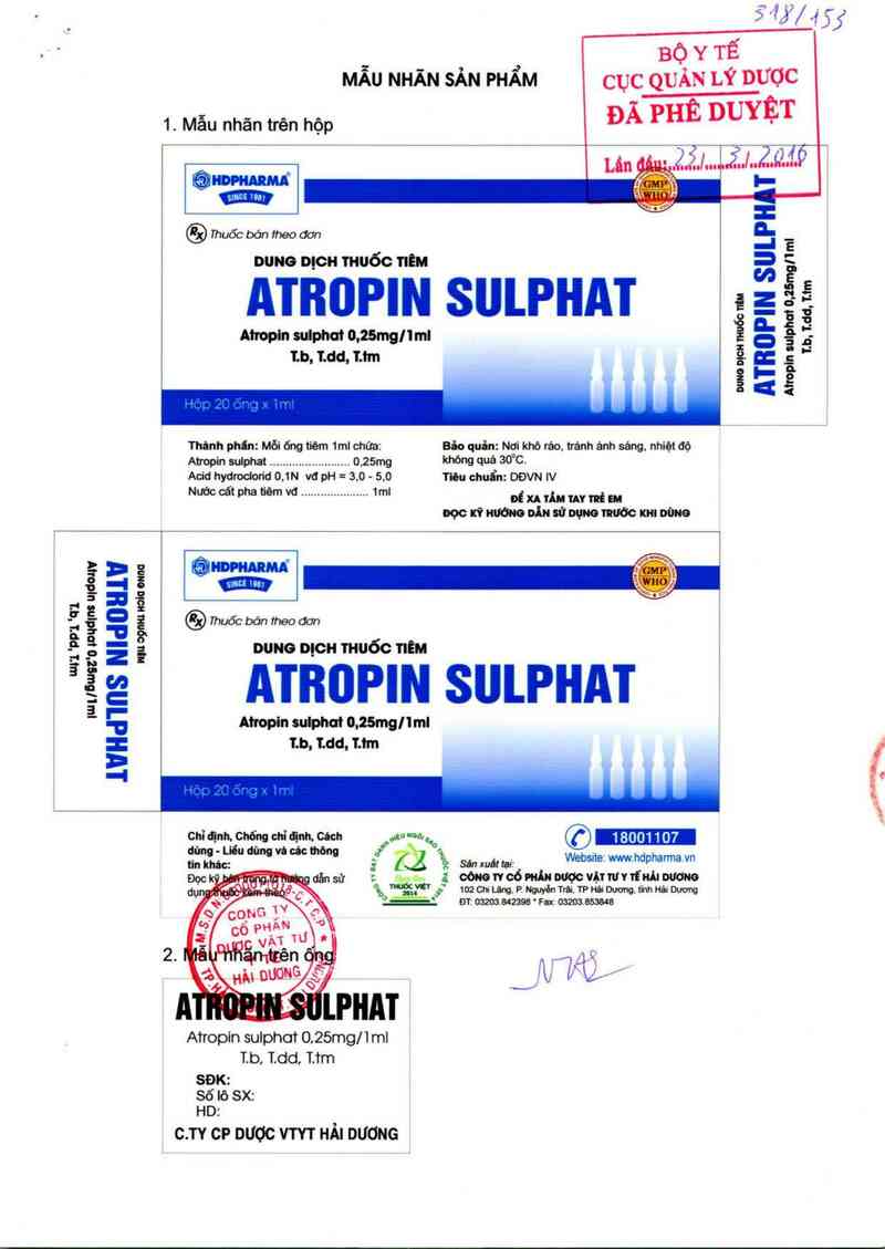 thông tin, cách dùng, giá thuốc Atropin Sulphat - ảnh 0