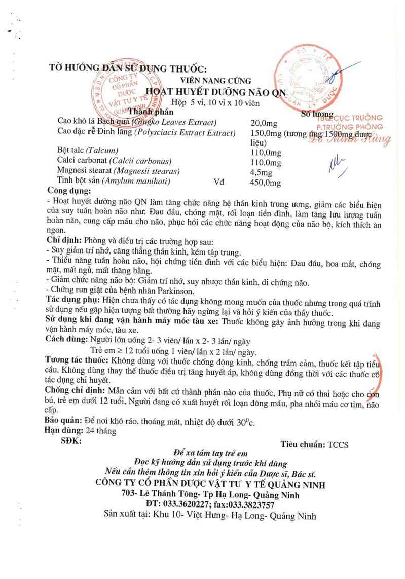 thông tin, cách dùng, giá thuốc Hoạt huyết dưỡng não QN - ảnh 3