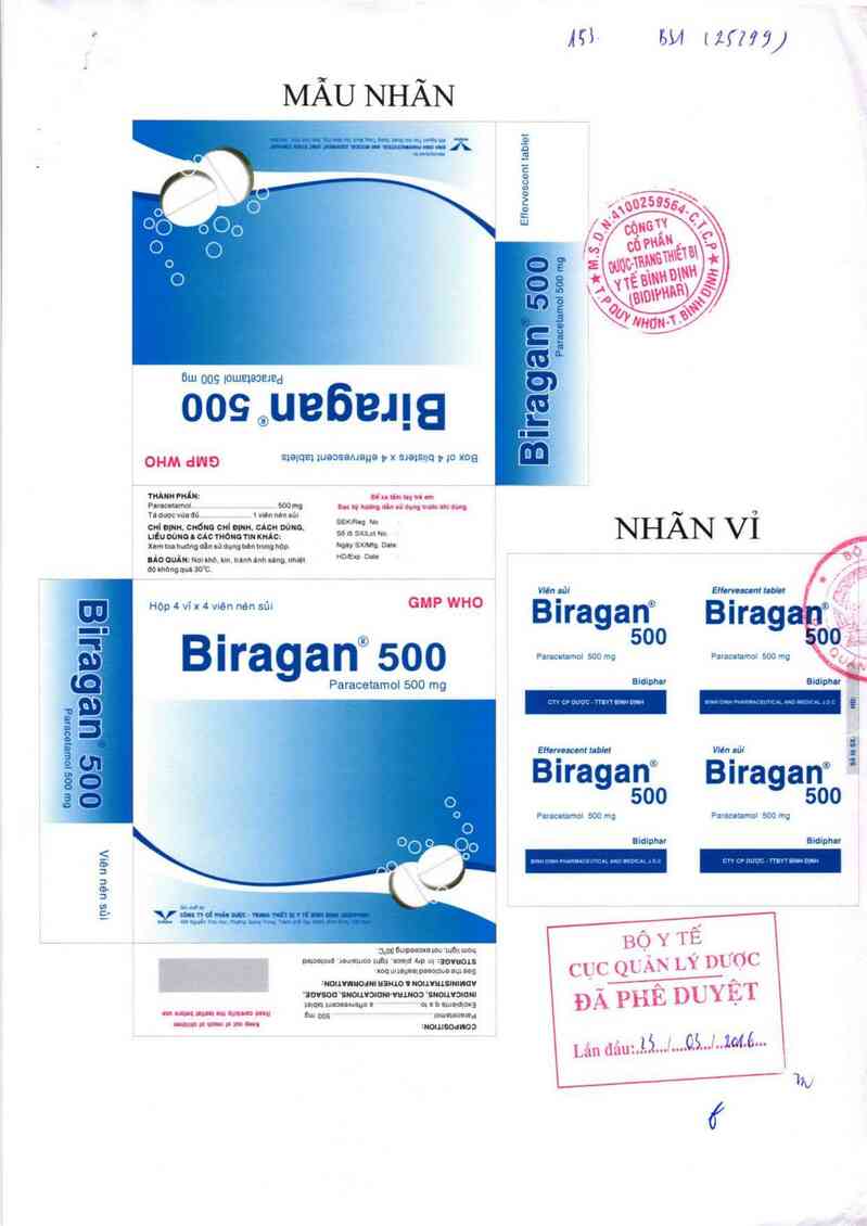 thông tin, cách dùng, giá thuốc Biragan 500 - ảnh 0