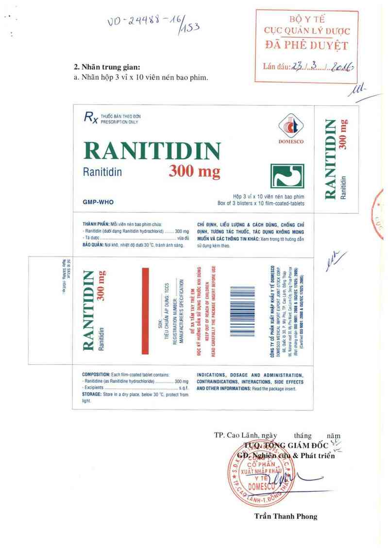 thông tin, cách dùng, giá thuốc Ranitidin 300 mg - ảnh 0