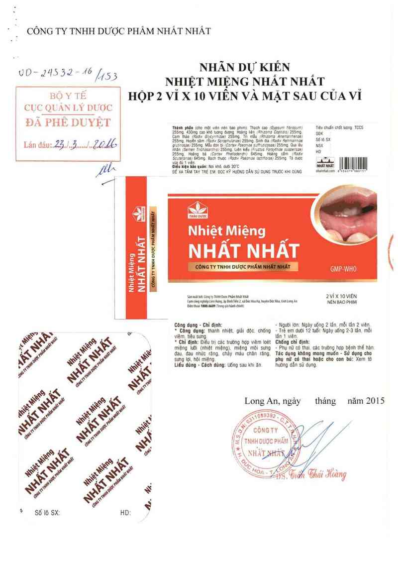 thông tin, cách dùng, giá thuốc Nhiệt miệng nhất nhất - ảnh 0