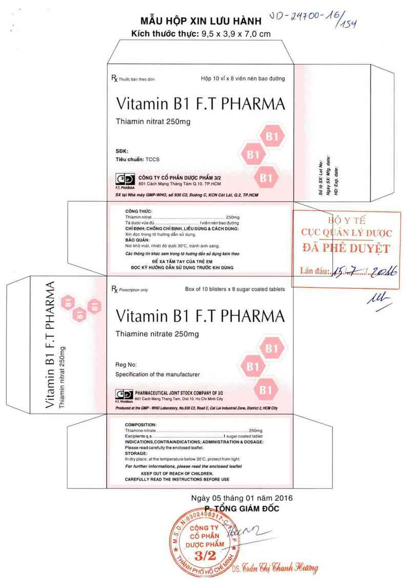 thông tin, cách dùng, giá thuốc Vitamin B1 F.T Pharma - ảnh 0