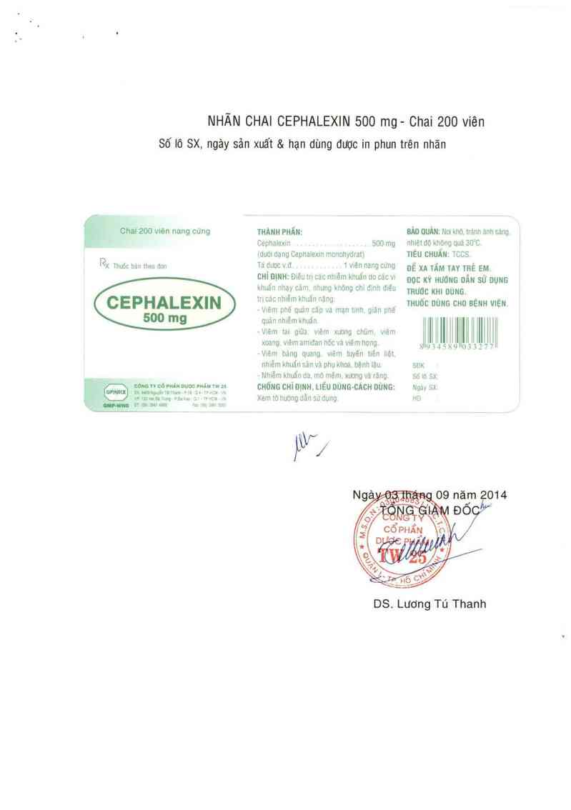 thông tin, cách dùng, giá thuốc Cephalexin 500 mg - ảnh 3