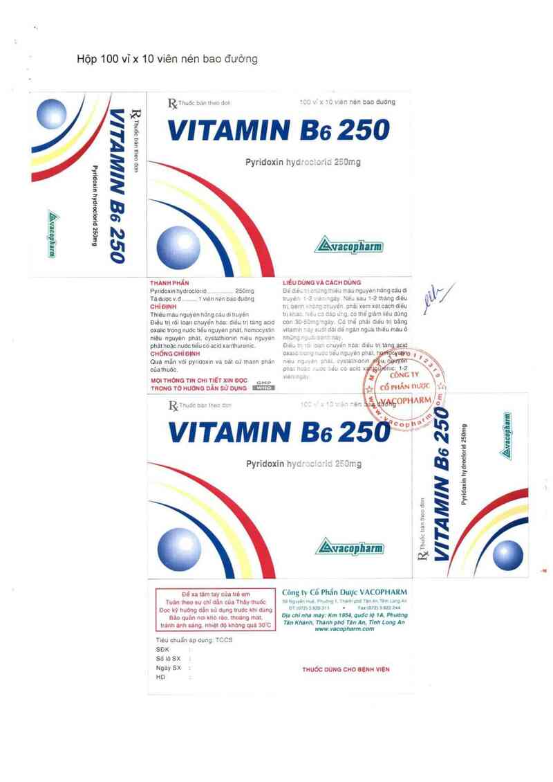 thông tin, cách dùng, giá thuốc Vitamin B6 250 - ảnh 3