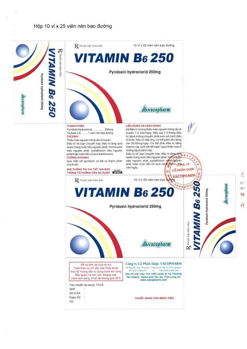 thông tin, cách dùng, giá thuốc Vitamin B6 250 - ảnh 5