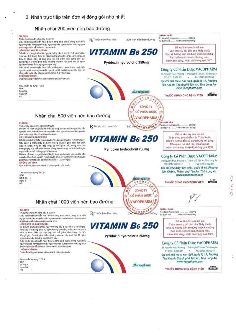 thông tin, cách dùng, giá thuốc Vitamin B6 250 - ảnh 9