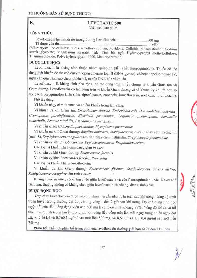 thông tin, cách dùng, giá thuốc Levotanic 500 - ảnh 5