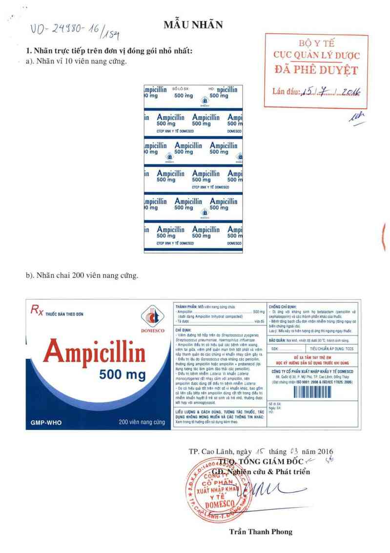 thông tin, cách dùng, giá thuốc Ampicillin 500 mg - ảnh 0